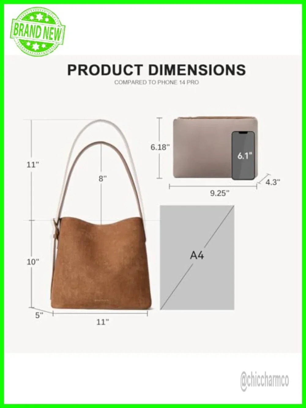 Vegan Suede Bucket Bag with Adjustable Strap and Detachable Pouch